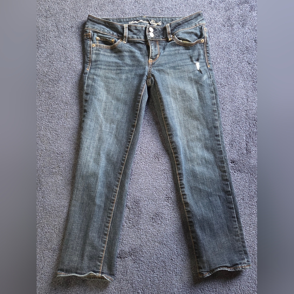 American Eagle Womens Artist Crop Jeans Size 4 Dark Wash